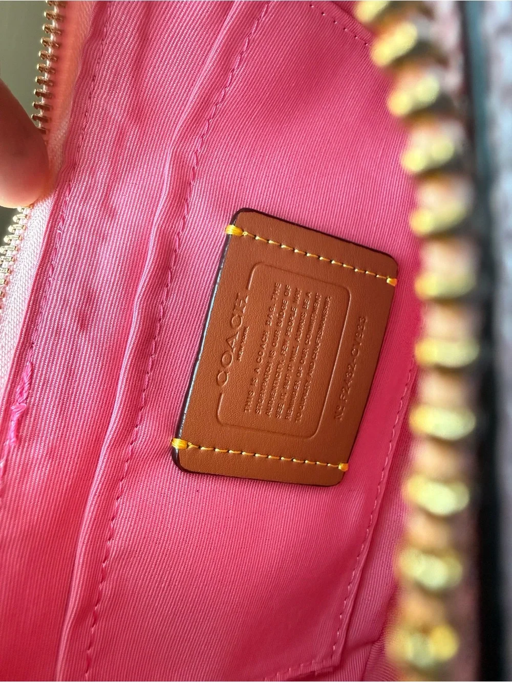 Coach Light Pink Signature Shoulder Bag with Gold Hardware